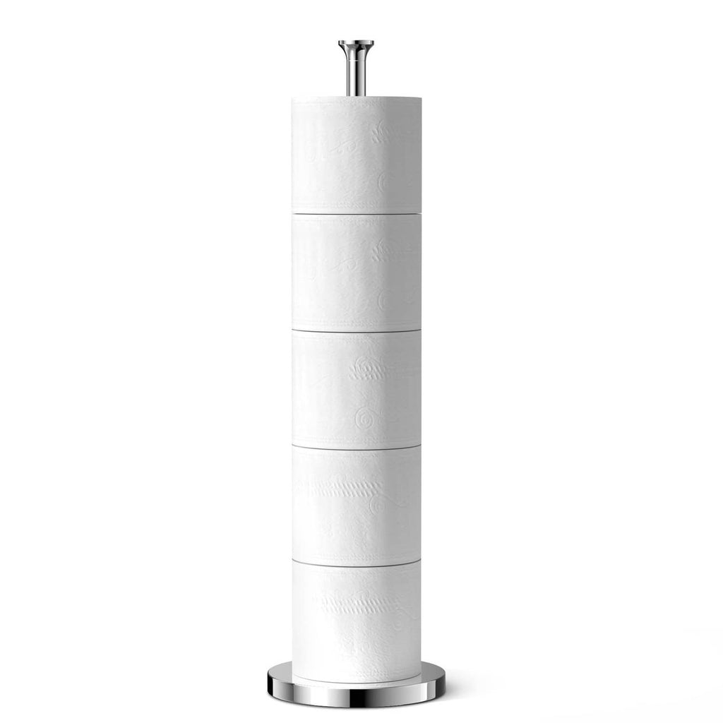 Standing chrome toilet paper holder stand with four-tier roll holder