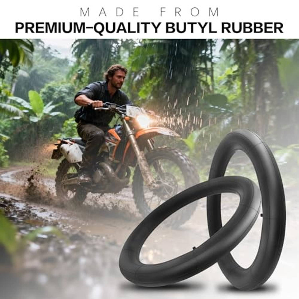 Black butyl rubber dirt bike inner tube loop with valve stem