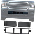 Front bumper lower grille trim panel set with two dark rectangular end covers