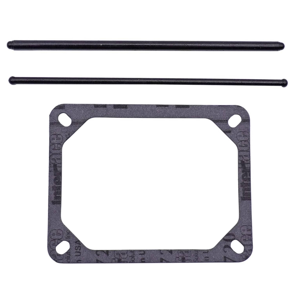 Metal valve cover gasket, rectangular with embossed seal pattern and four corner holes