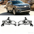 Pair of chrome-clear fog lights with black mounting brackets, left and right