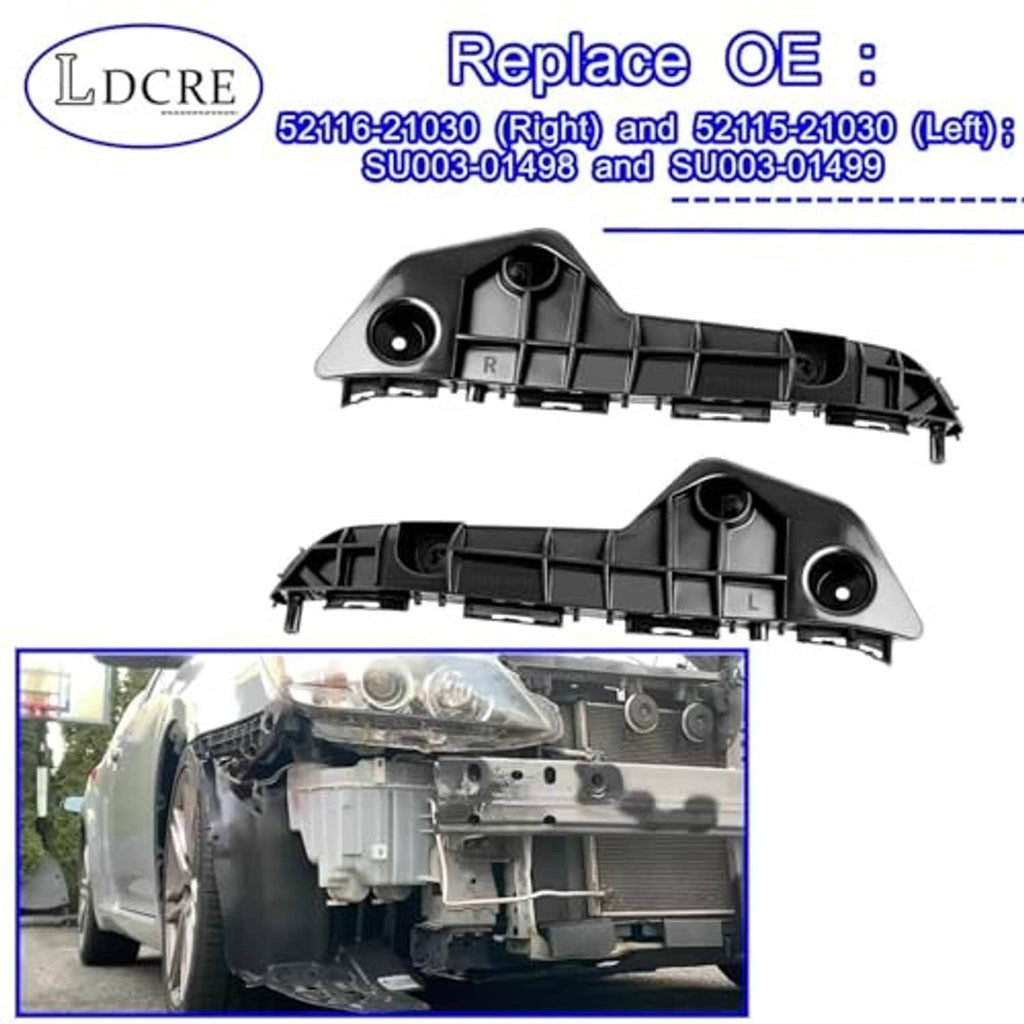 Front bumper bracket set, black plastic replacement mounts with round hardware openings