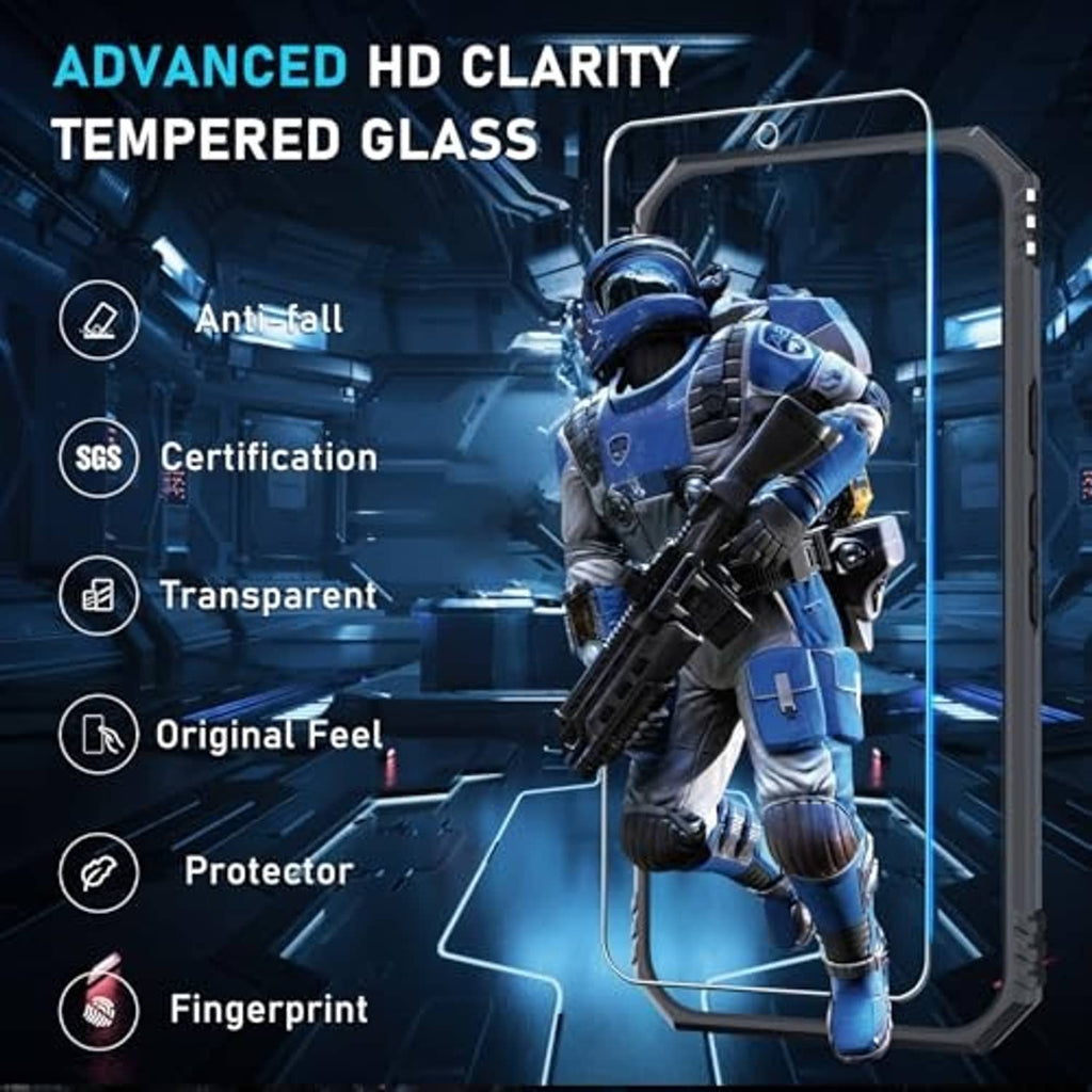Tempered glass screen protector with rugged black Google Pixel 10/10 Pro case