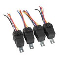 5-pin waterproof relay socket harness with four black connectors and colored wire pigtails