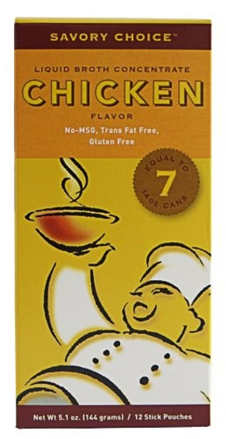 Chicken broth concentrate pouch box, yellow Savory Choice, 5.1 oz, chicken flavor
