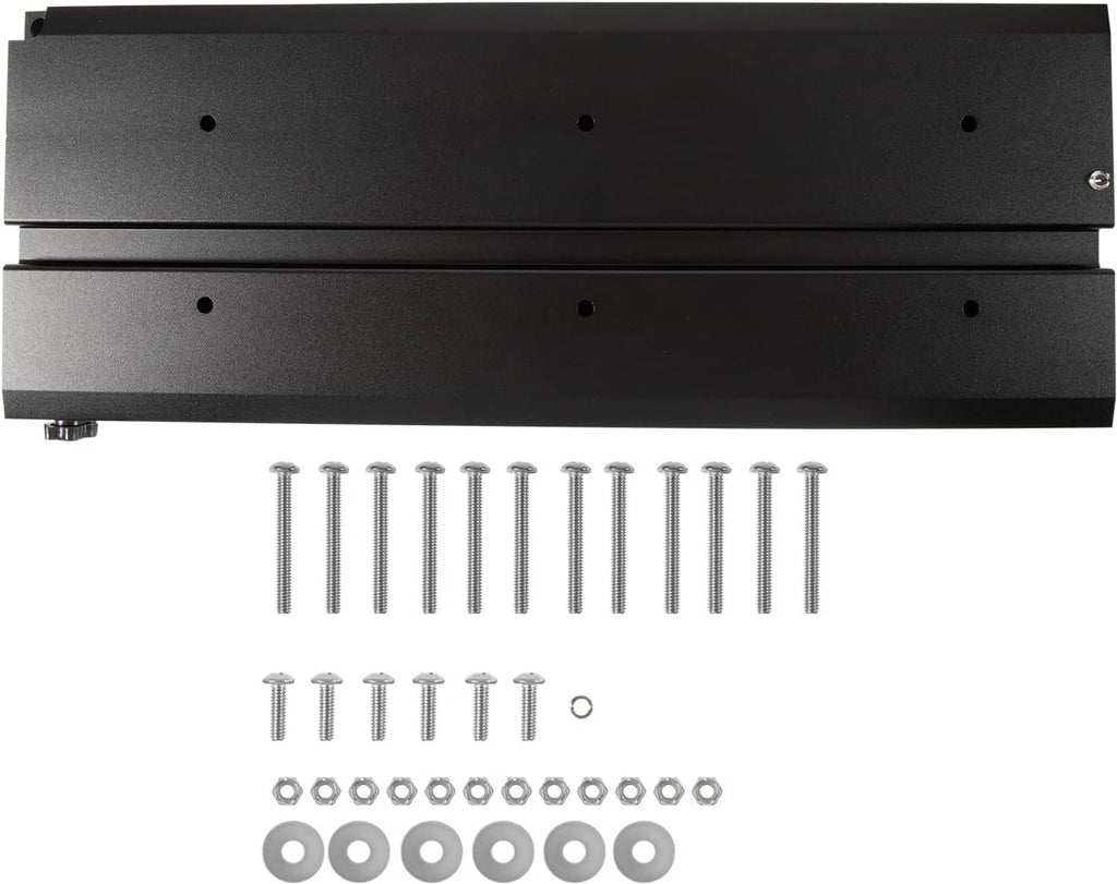 Black dual-plate quick release bracket with visible mounting holes and included screws