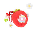 Red bubble protective case with strawberry charms and strap for Tamagotchi Paradise