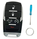 Black smart key fob cover shell, 5-button layout; includes key ring and screwdriver