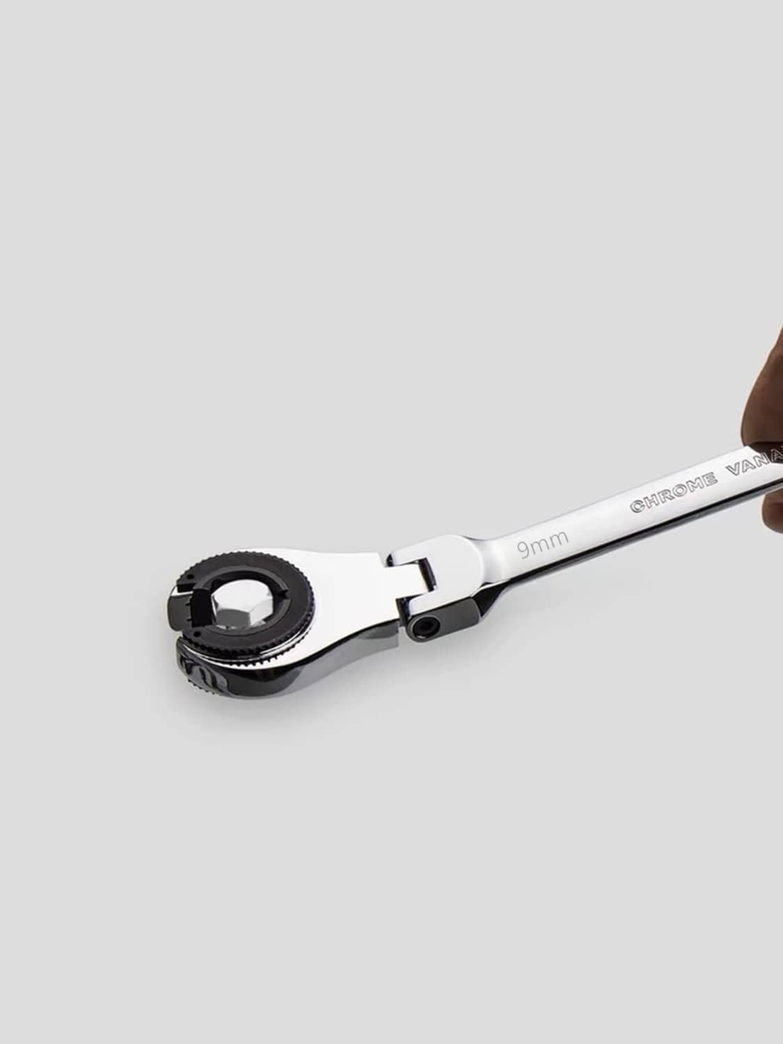 9mm chrome metric tubing wrench with ratcheting ring jaw