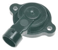 Throttle position sensor with green housing, black sensor inlet, mounting holes