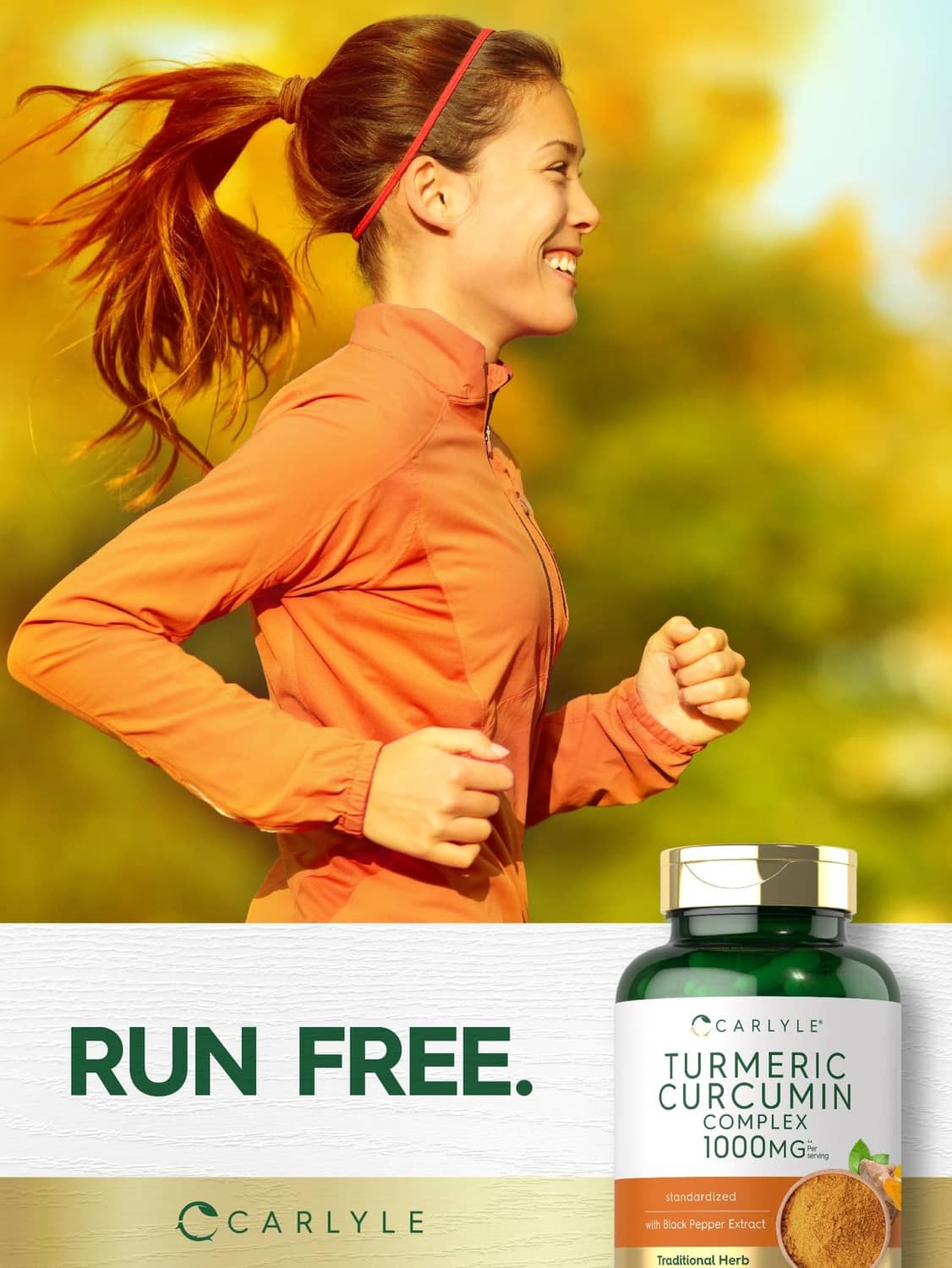 Carlyle turmeric curcumin complex 1000mg supplement bottle