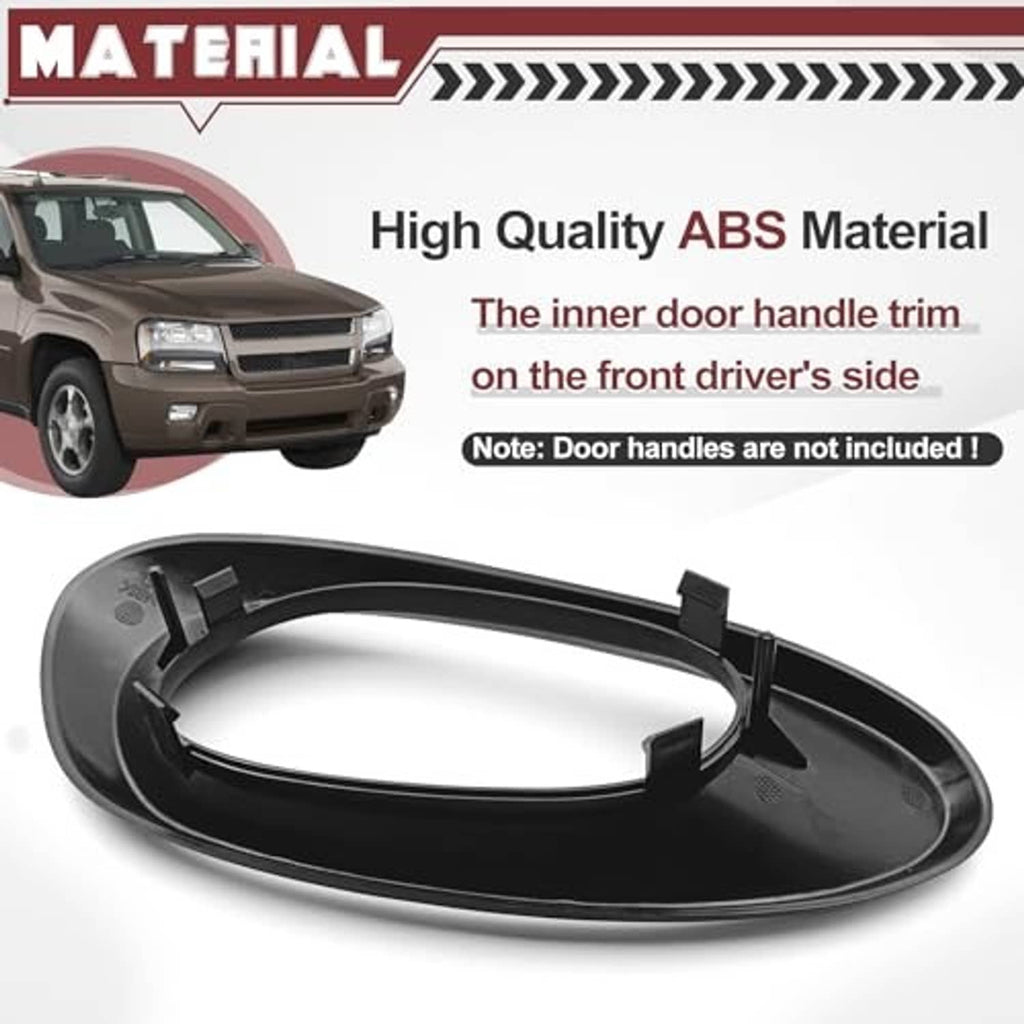 Left front driver-side door handle trim bezel cover, black ABS-style bezel cover