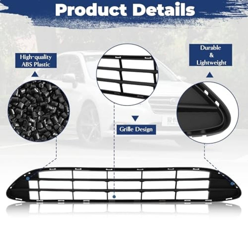 Black ABS front bumper lower grille with lightweight grid design and snap-in fit