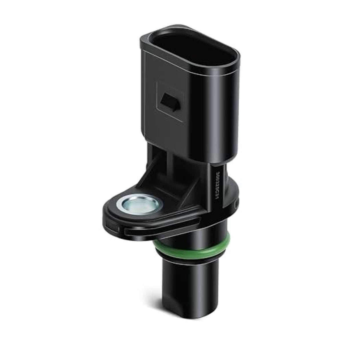Camshaft position sensor, black body with green O-ring and round mounting contact
