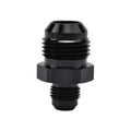 Black AN flare reducer coupler union adapter with male threads, straight fit