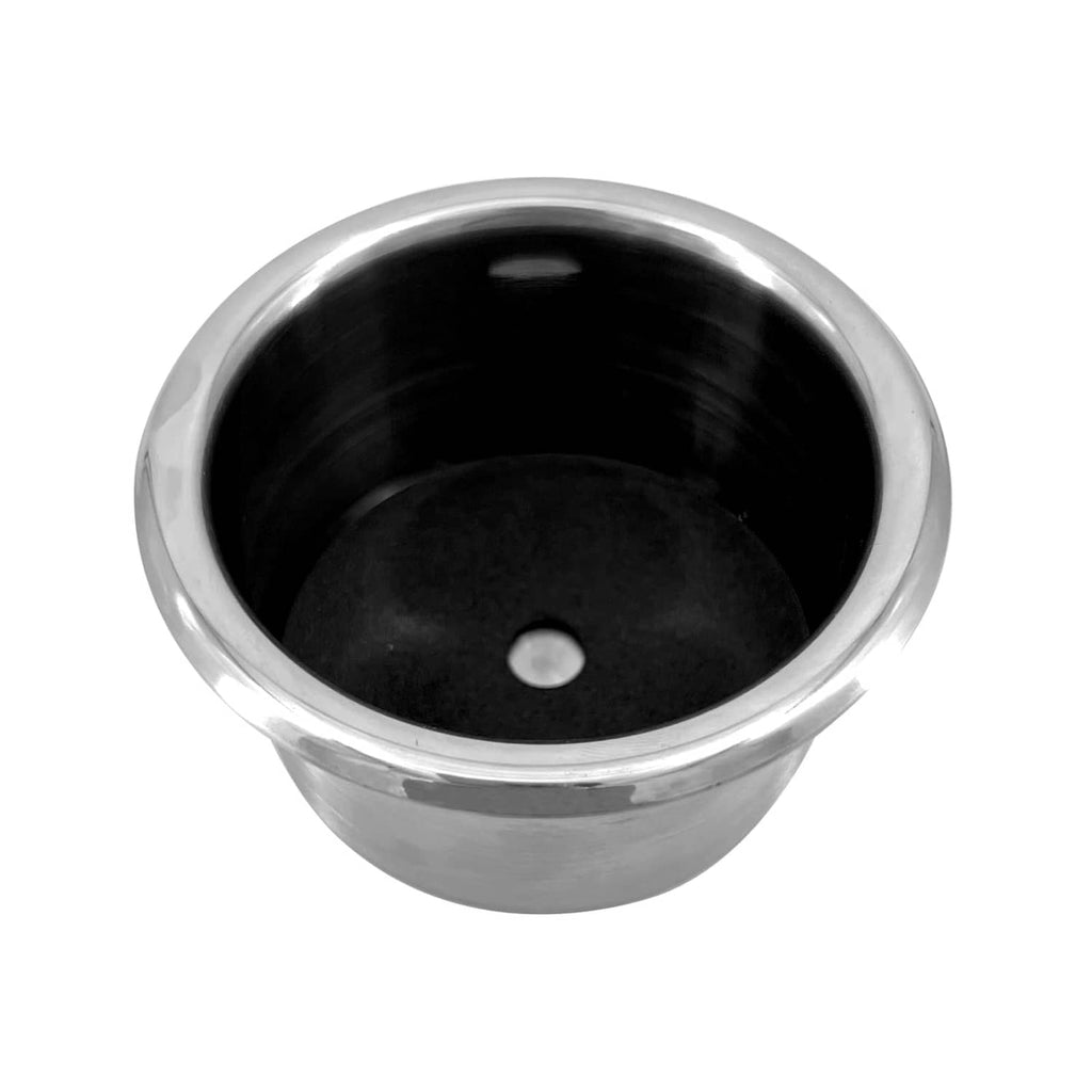 Stainless steel drop-in anti-spill cup, open bowl with smooth rounded edge