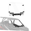 Clear hard-coated polycarbonate full windshield with black mounts and vented center panel