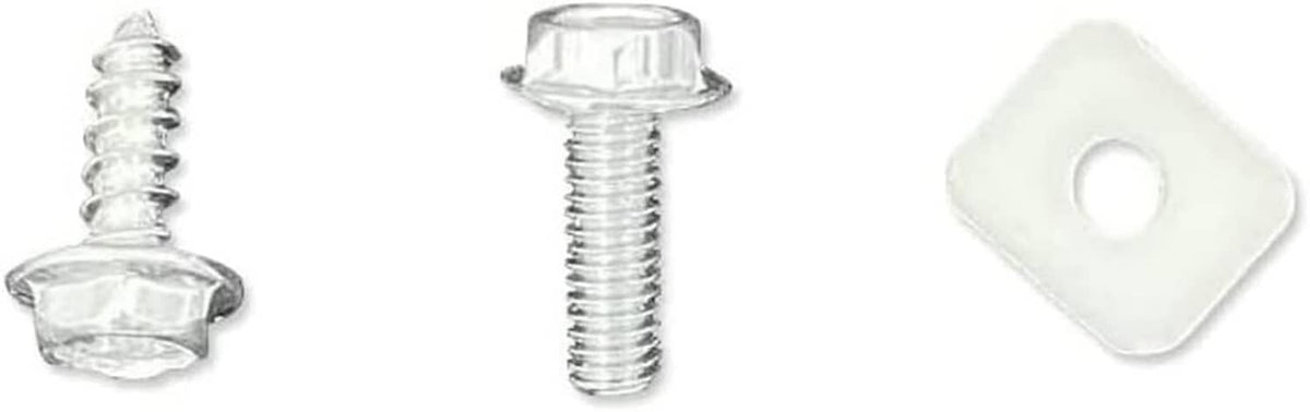 Gear indicator mounting hardware set: chrome screws and square clip piece