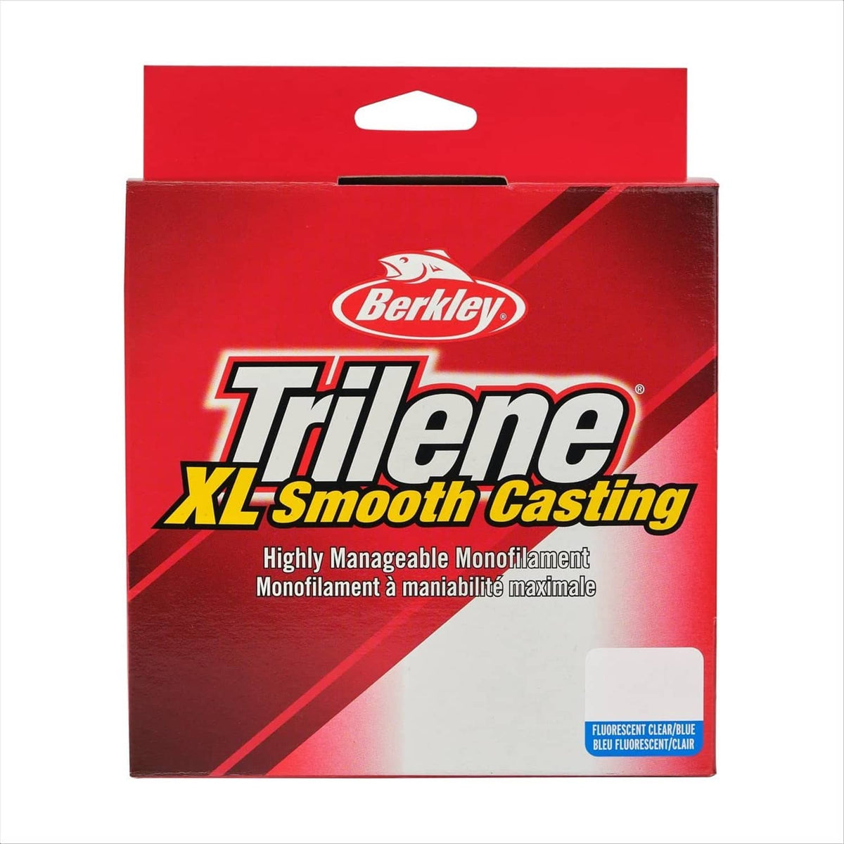 Berkley Trilene XL fluorescent fishing line package, clear blue monofilament