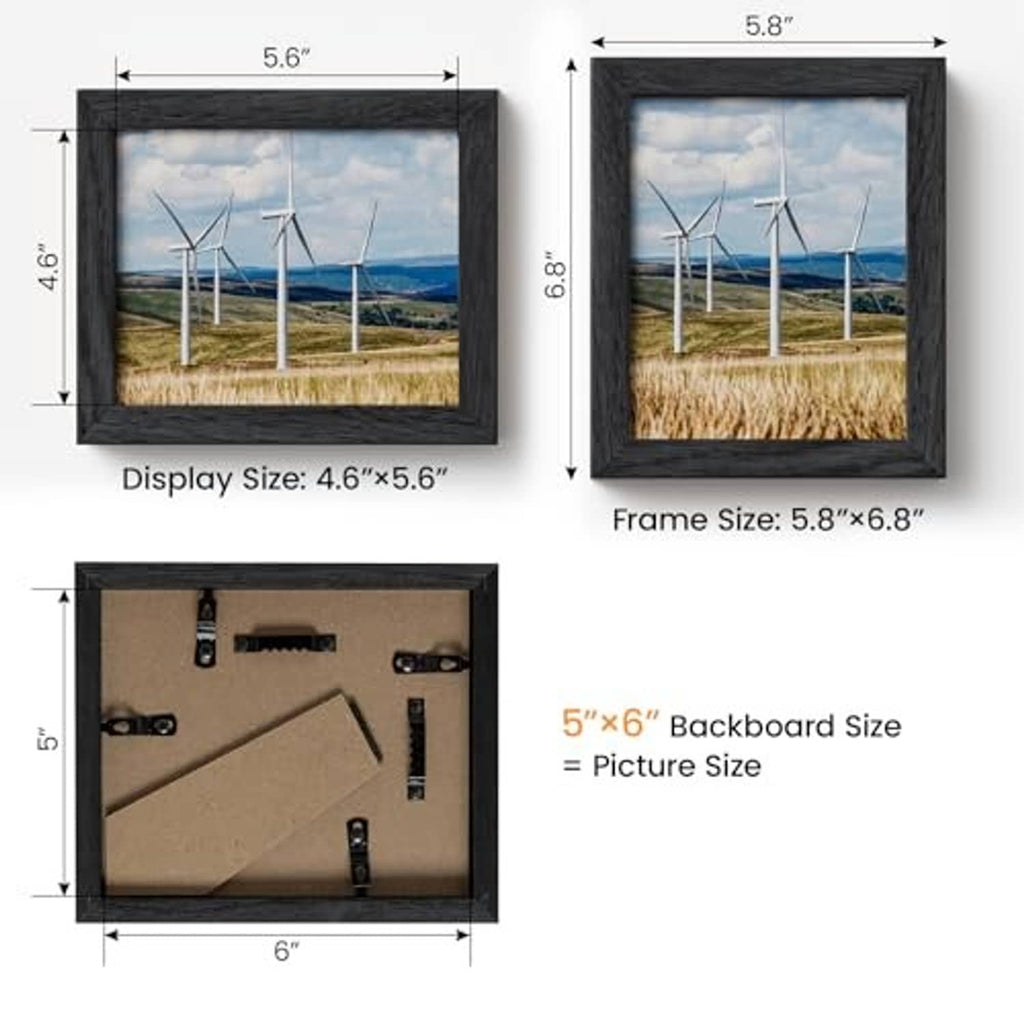 5x6 black oak photo frame with backboard hardware and mounting dimensions