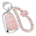 Pink glitter key fob cover with rhinestone wristlet and split key ring