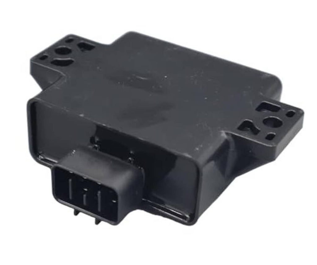 Black ignition CDI module with multi-pin plug and front housing