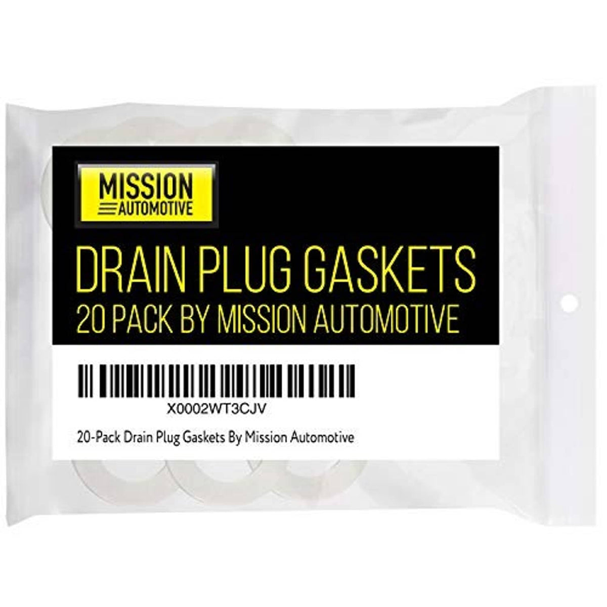 Drain plug gasket washers in a sealed plastic bag