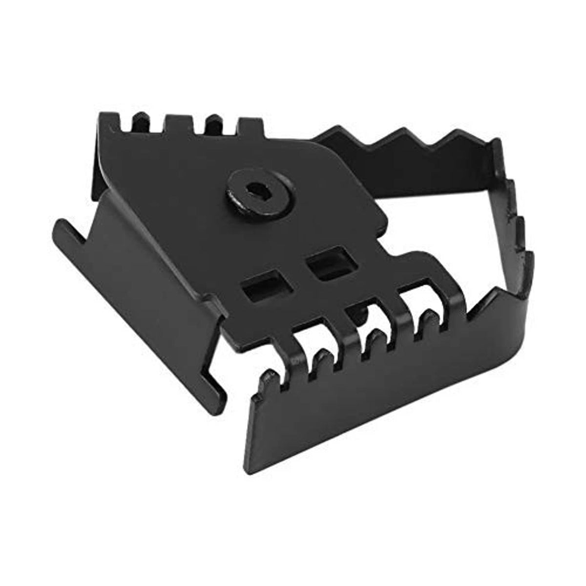 Motorcycle rear brake pedal pad extension, black metal bracket with teeth and center screw hole