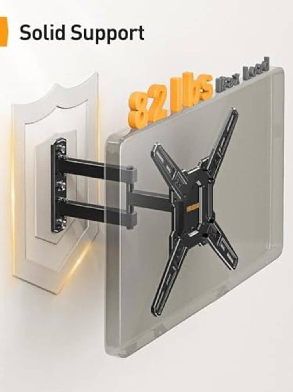 Sturdy full-motion TV wall mount with articulated arms for secure wall attachment