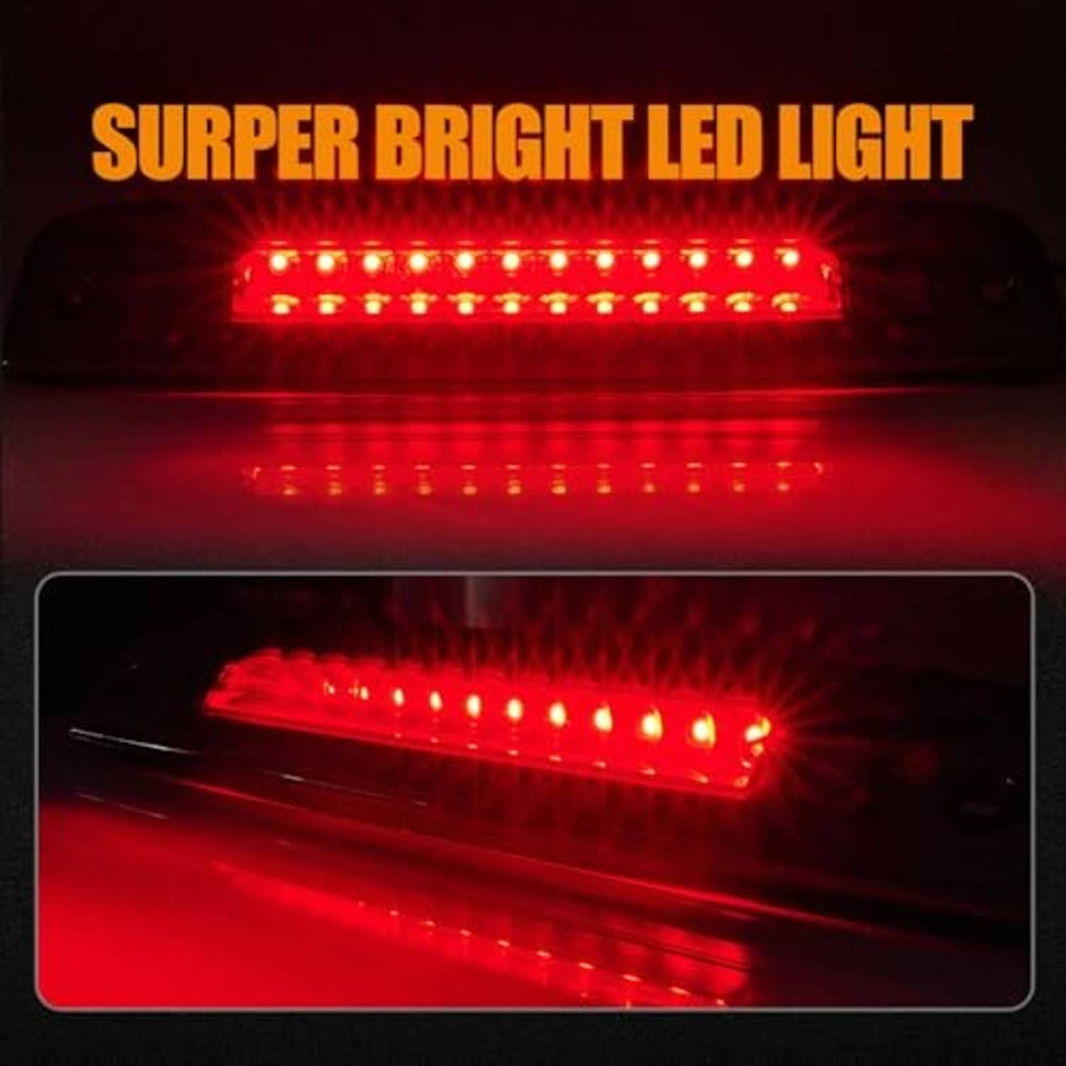 Third brake light LED module featuring a bright red rectangular LED strip