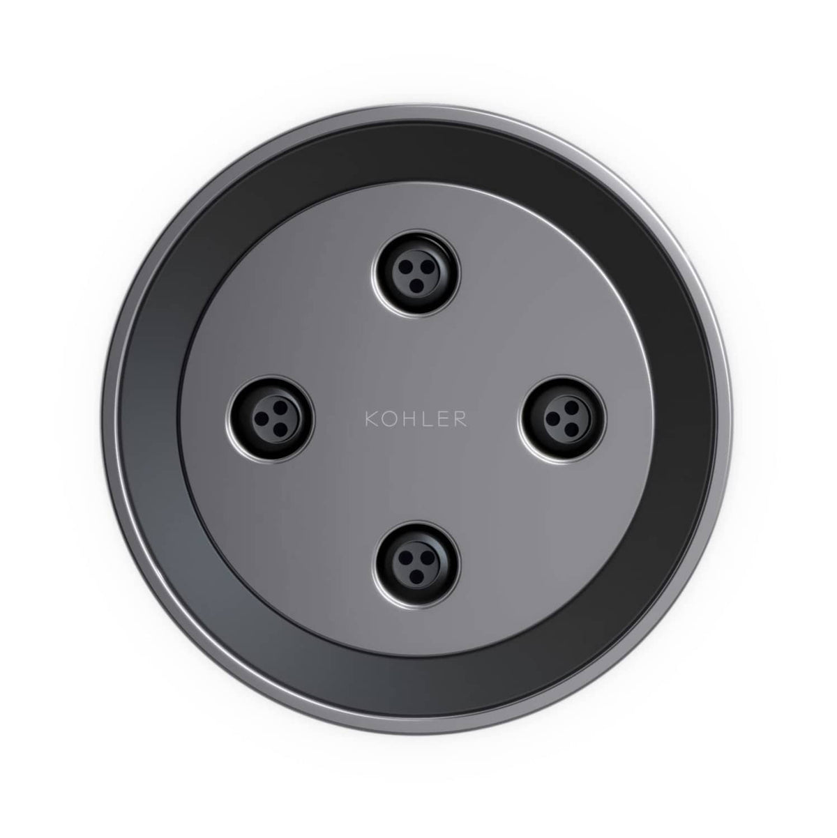 Round body spray with dark center plate, four nozzles, and KOHLER logo