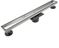 36-inch linear shower drain with brushed stainless steel channel and end mounting feet