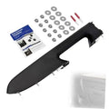 Black front passenger armrest repair kit with bracket, screws, washers, and installation manual