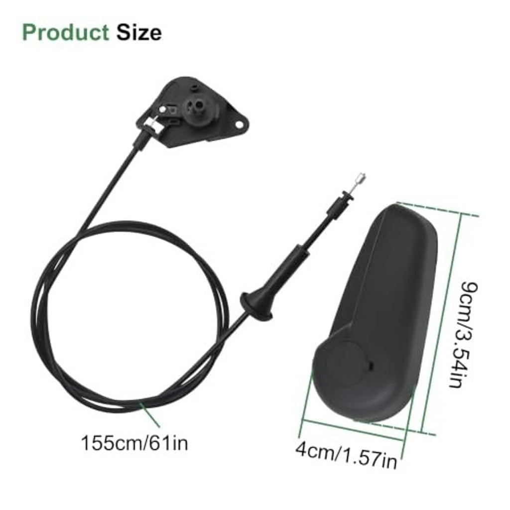 Black hood release cable pull handle assembly, pull cover and 155cm cable length