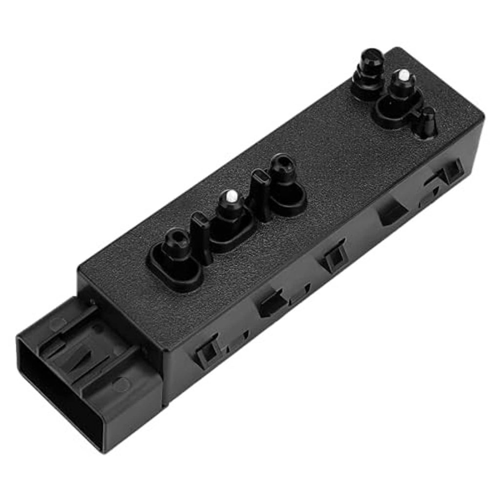 Black power seat control switch with rocker knob array and side connector ports