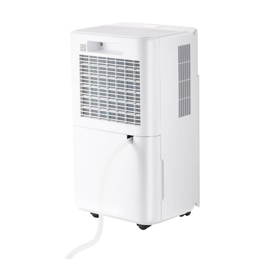 White 30-pint dehumidifier with front air intake and pull-out water tank