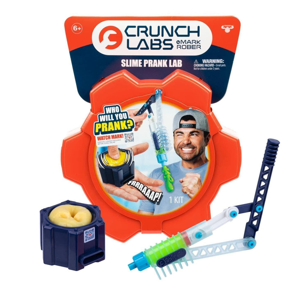 Slime prank lab snot pump building kit with orange case and multicolor launcher pieces