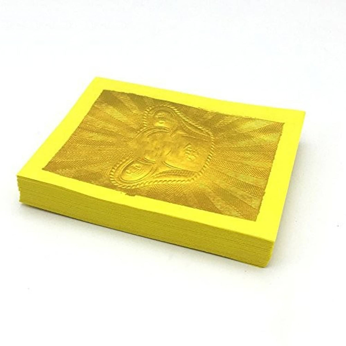 Zeestar joss paper stack, rectangular gold foil sheet with embossed blessing emblem