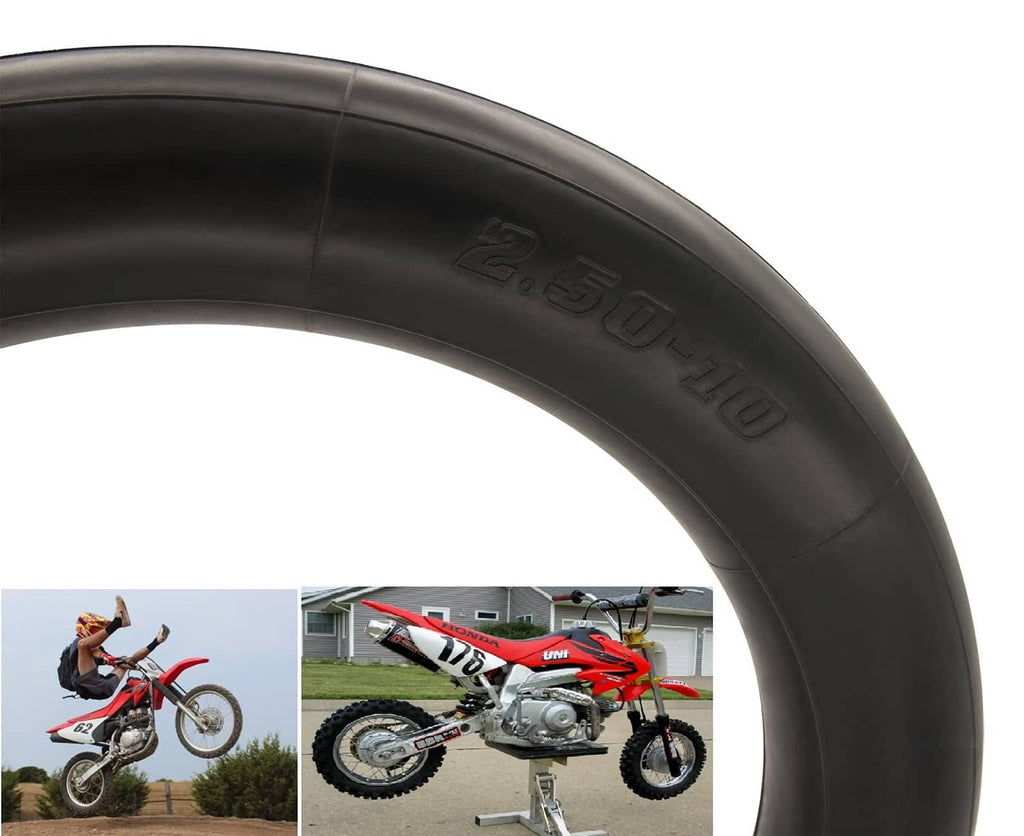 Black inner tube with metal valve stem, large curved profile