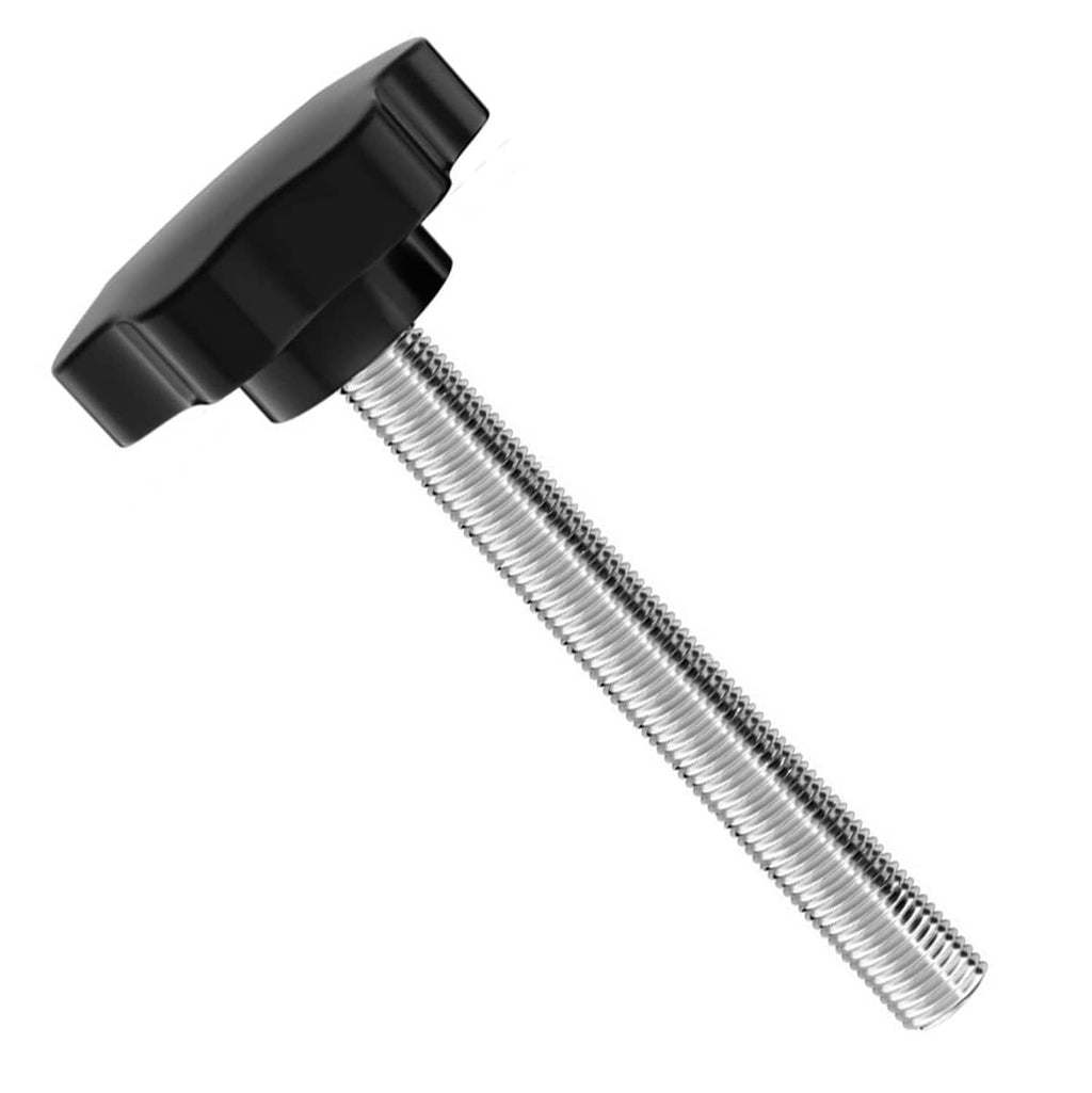 Black clamp screw bolt with 100mm threaded stud and hex head