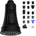 Matte black pull-down kitchen faucet head replacement with spray nozzle tip