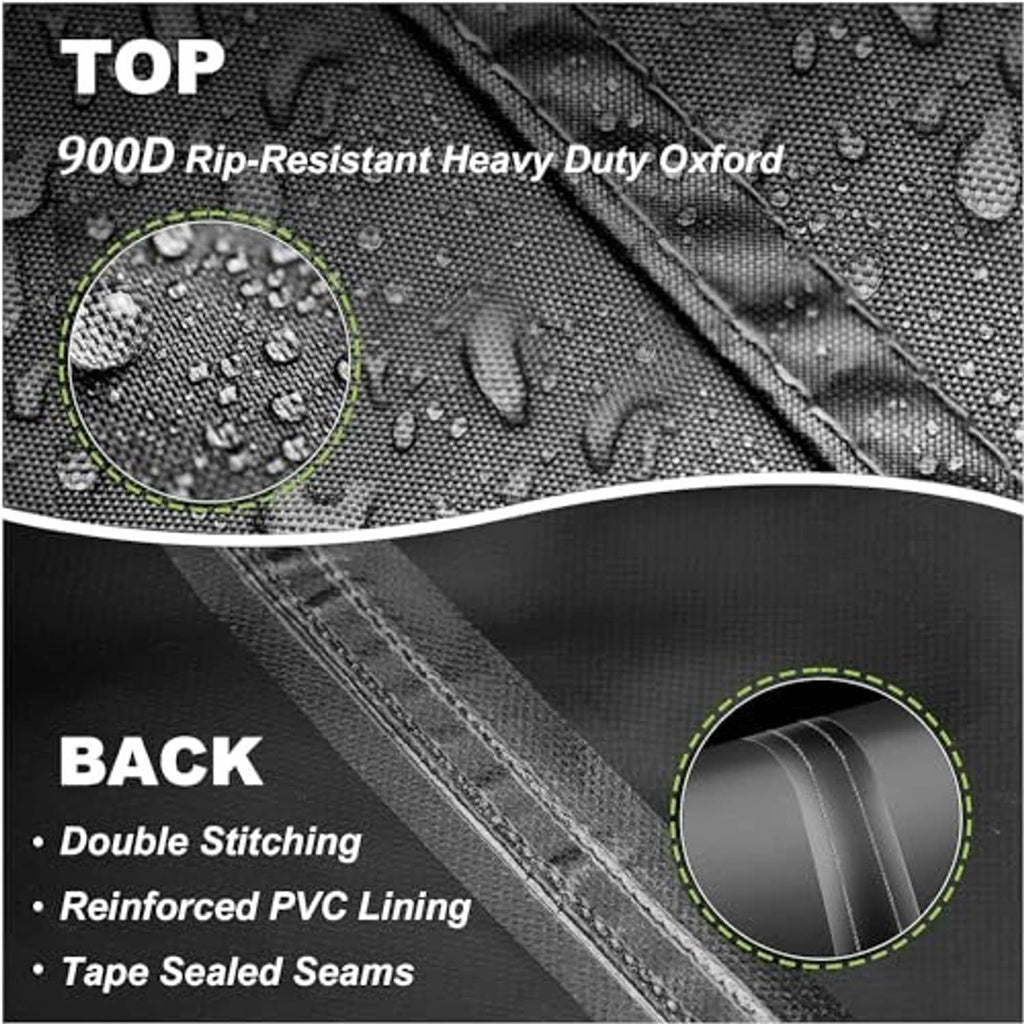 Black 900D oxford log splitter cover fabric with water droplets and reinforced stitching