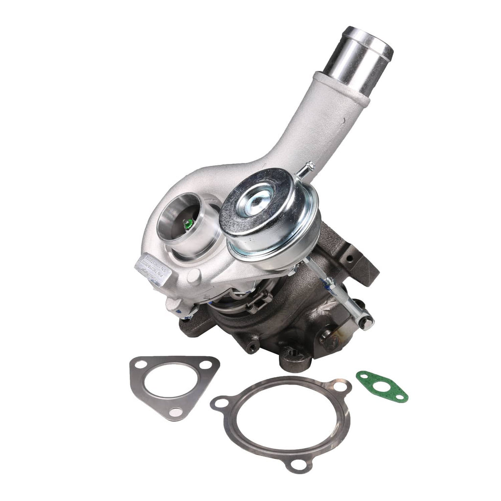 Silver turbocharger with compressor housing, actuator, and included gaskets