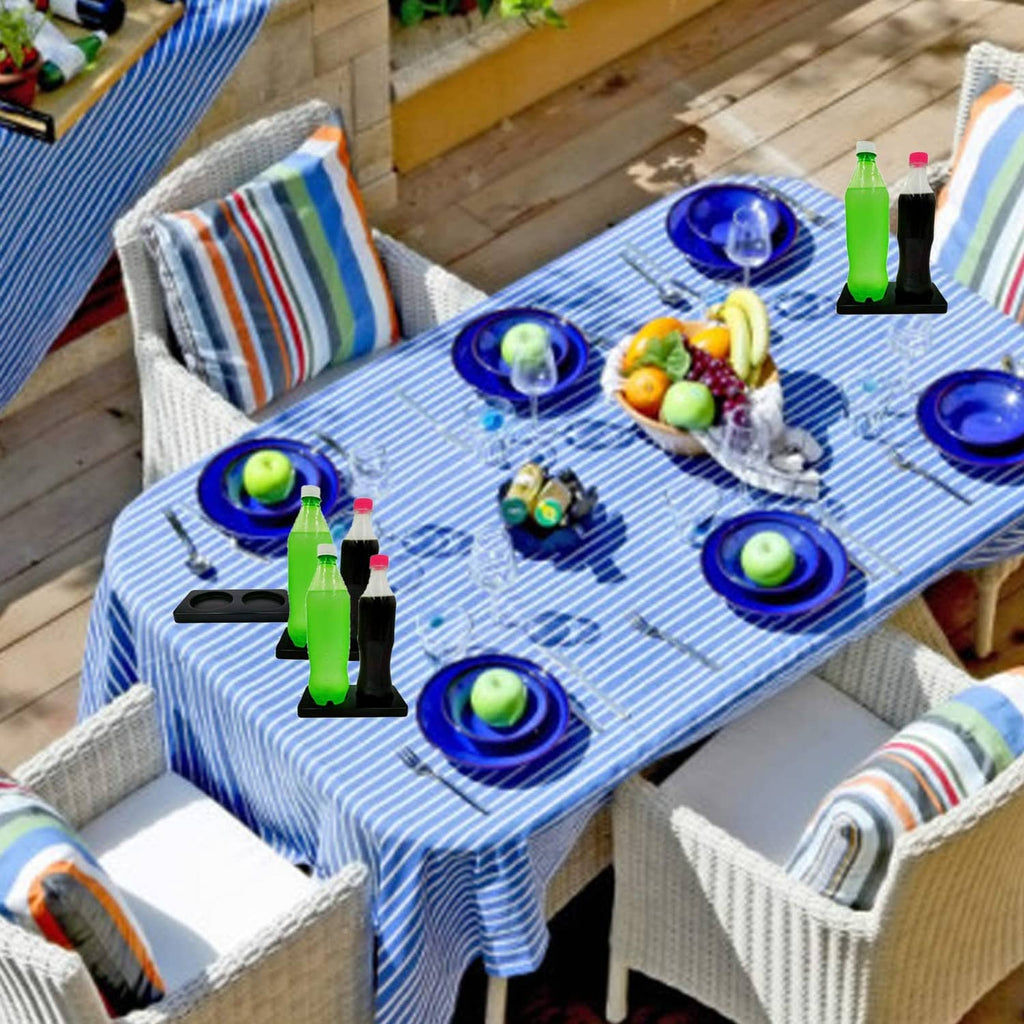 Black salt and pepper mill tray on table with two pepper mills