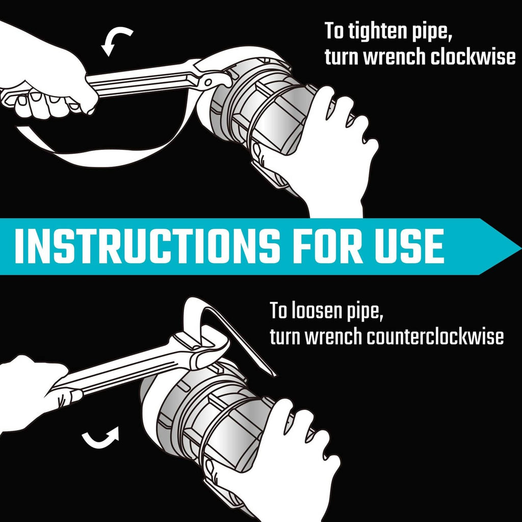 Strap wrench turning a threaded pipe fitting; woven nylon strap grips tightly.