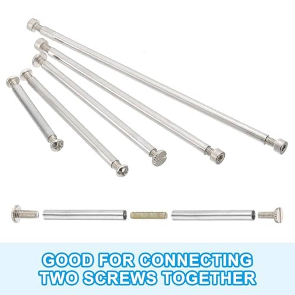M4 coupling nuts kit with long threaded rods and coupling nuts, silver and gold finishes