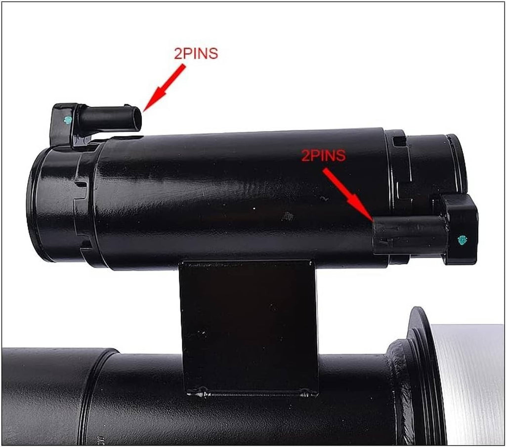 Air suspension strut housing with visible 2-pin connector on black electrical module