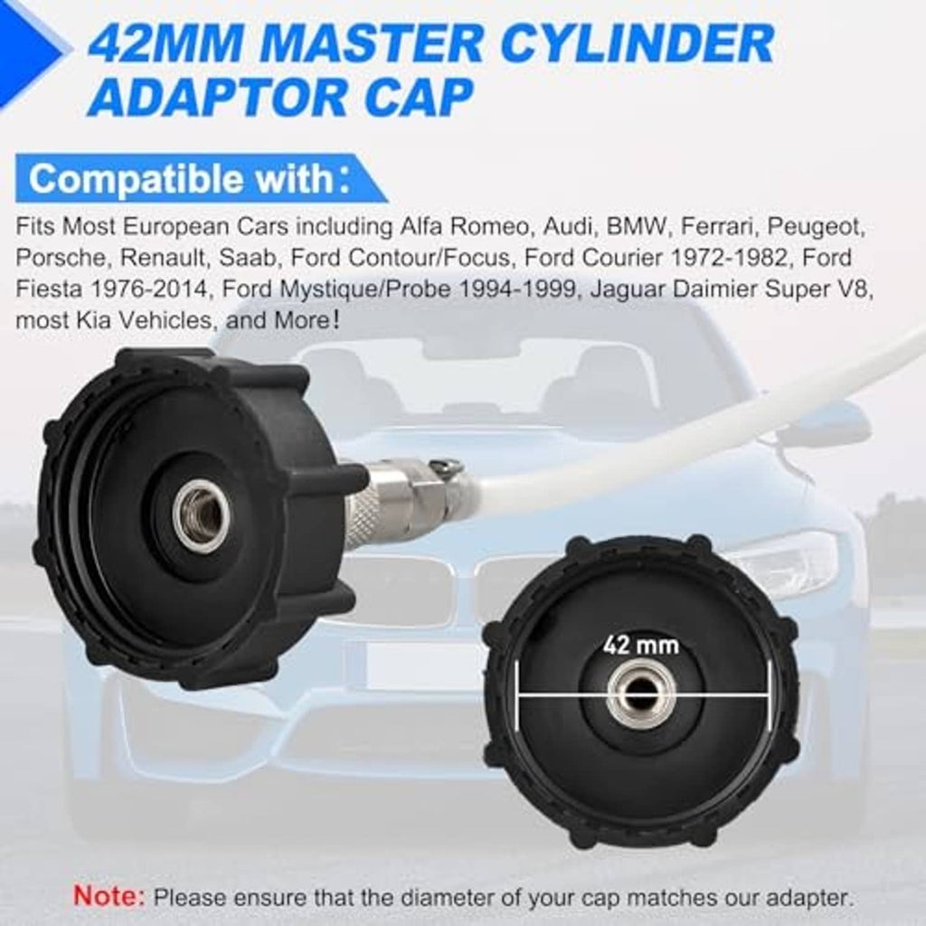 Brake bleeder kit 42mm master cylinder adaptor cap with threaded connector