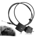 Black hood release cable with handle and connector clips for vehicle latch mechanism