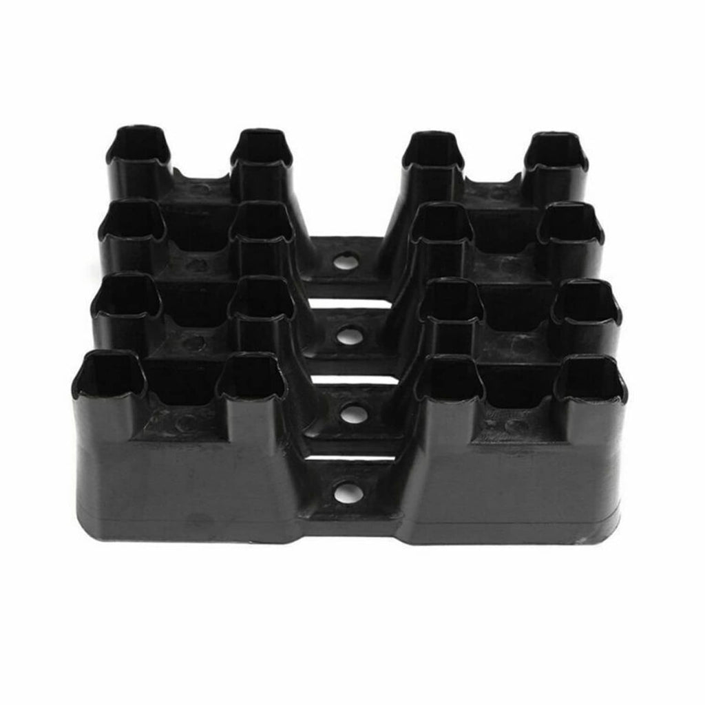 Black guide tray for LS engine lifters with molded slots and mounting holes